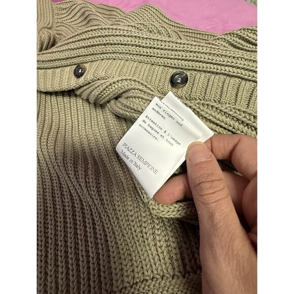 Piazza Sempione taupe crochet knit sweater blazer sz 46(US 12) designer Italian - Picture 5 of 7